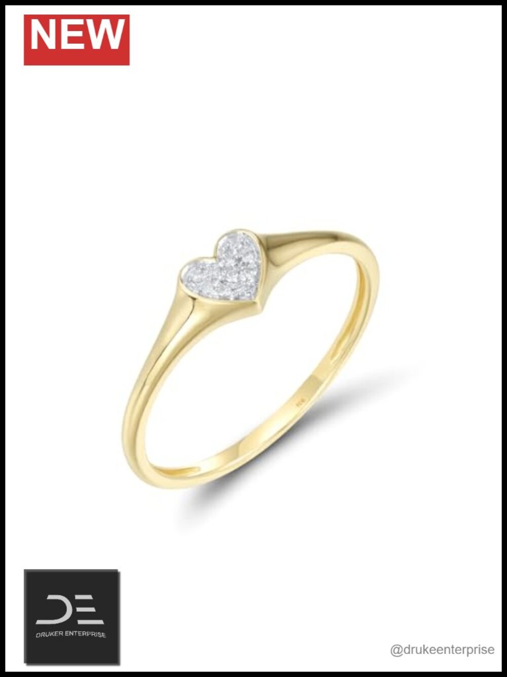 10K Solid Gold Diamond Dainty Geometric Ring Women Micro-Pave
